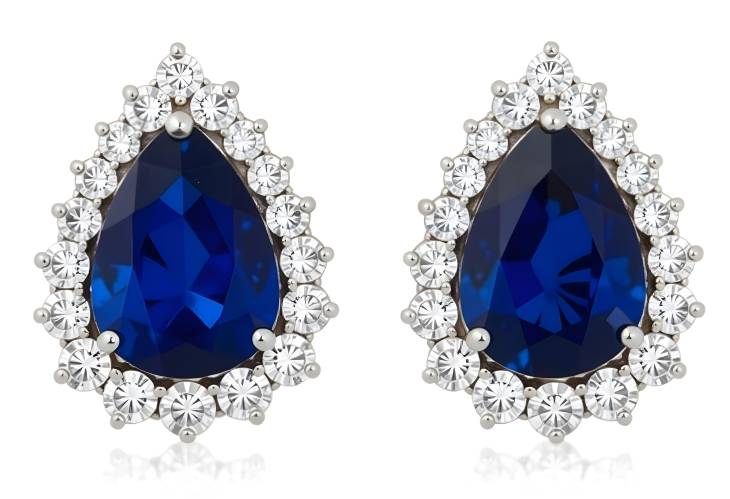 Luxurious Blue Sapphire and Diamond Earrings